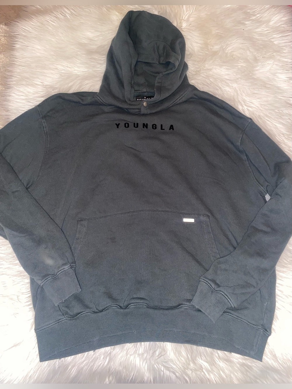 YOUNGLA Men's Black Hoodie Sweatshirt - Small